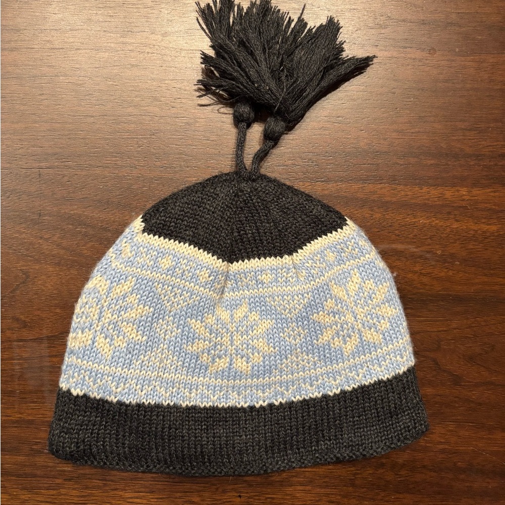 Kids Black and Blue Knit Beanie